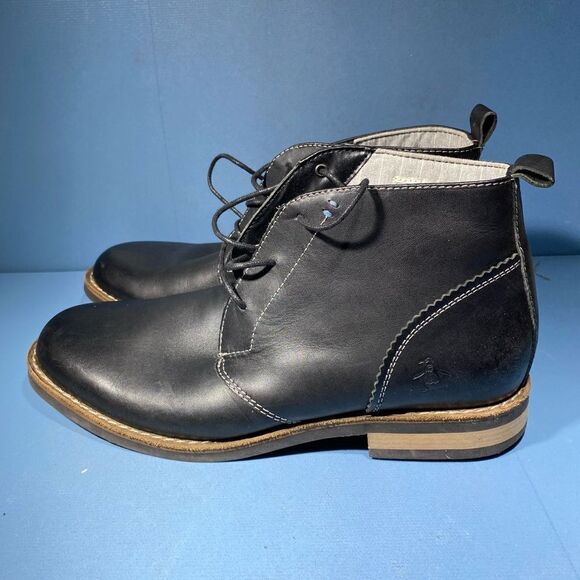 Original Penguin Mens Size 11 Chukka Leather Boots Black - Picture 4 of 8